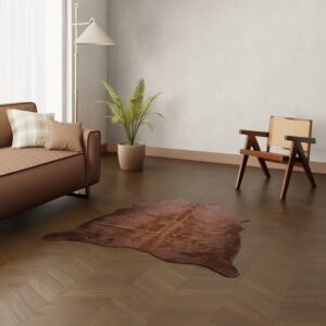 Mini Kuhfell cognac dunkel 150x140 cm - Echtes kleines Rinderfell