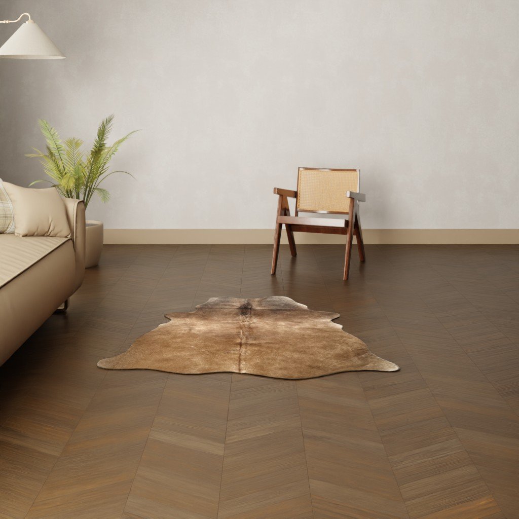 Mini Rinderfell 150x130 cm natürliche Fellzeichnung braun