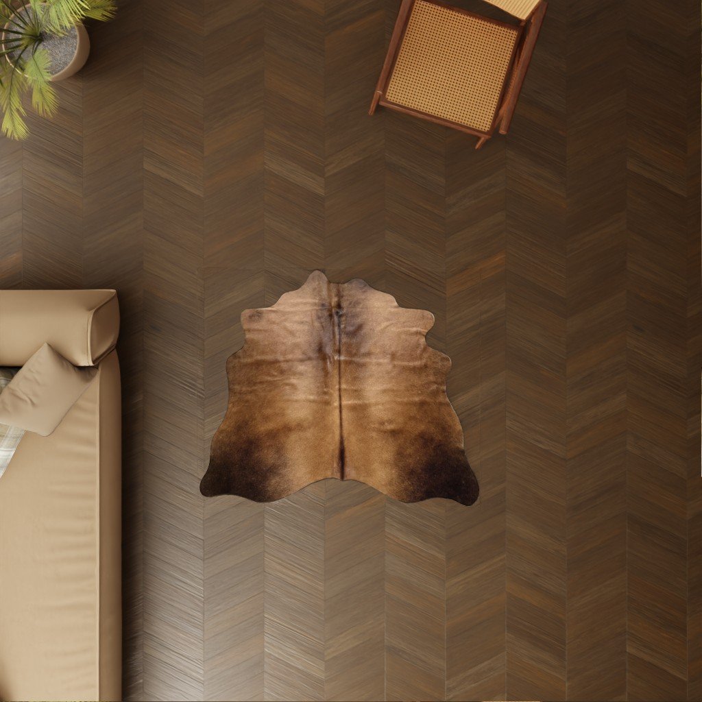 Echtes Mini Kuhfell dunkel cognac als Dekoration