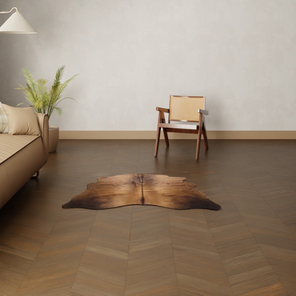 Kalbsfell dunkel cognac Nahaufnahme Muster und Textur