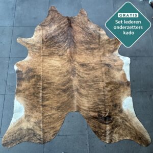 Echtes Kuhfell braun 220x200 cm XL groß - Natürliches Rinderfell Narben