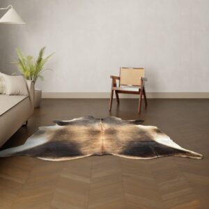 Natürliches Rinderfell braun 220x200 cm Nahaufnahme Fell-Muster