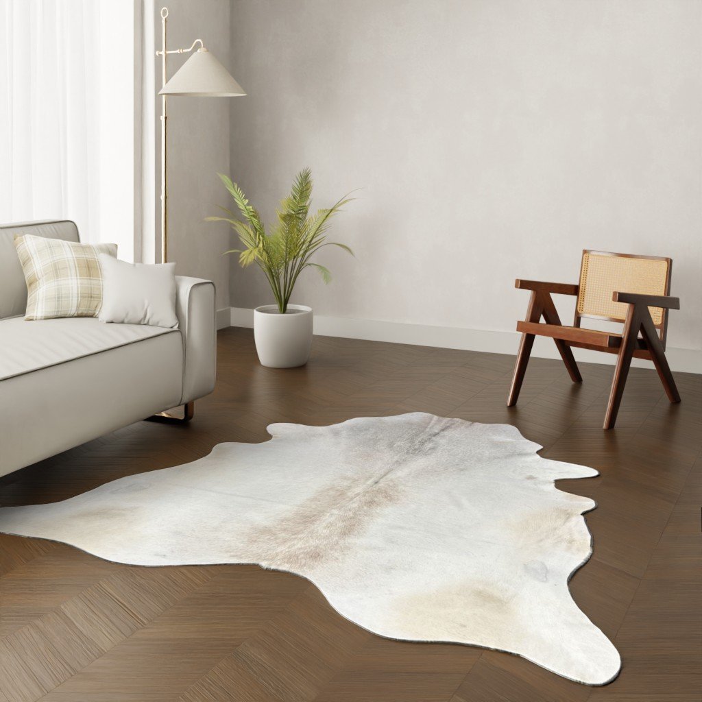 Echtes Kuhfell gebrochen weiss 220x200 cm - Natürliches Rinderfell