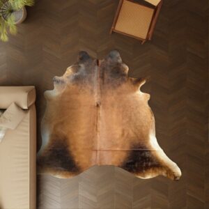 Kuhfell warmbraun 250x240 cm Riesig als Wohnzimmer Teppich