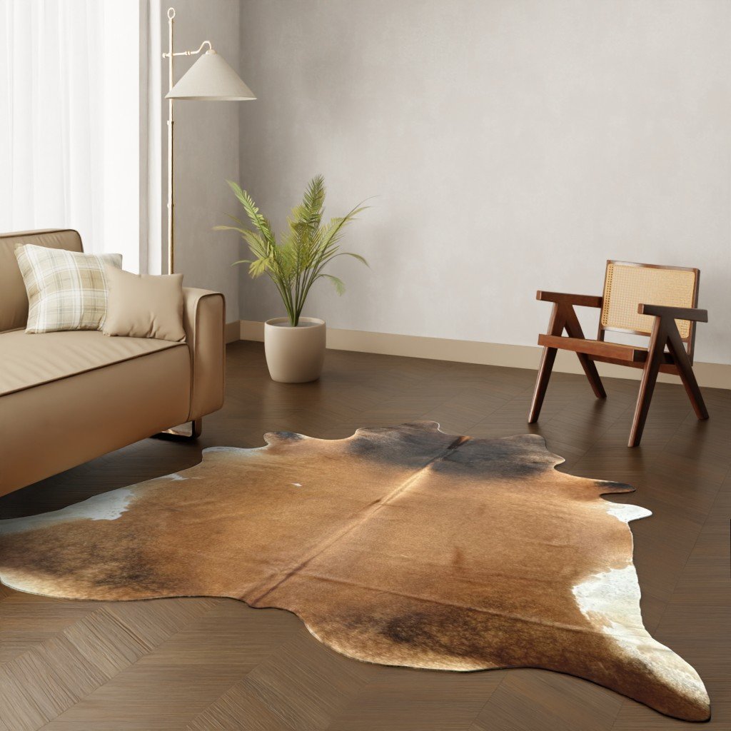 Echtes Kuhfell braun-weiss 250x210 cm Riesig - Natürliches Rinderfell