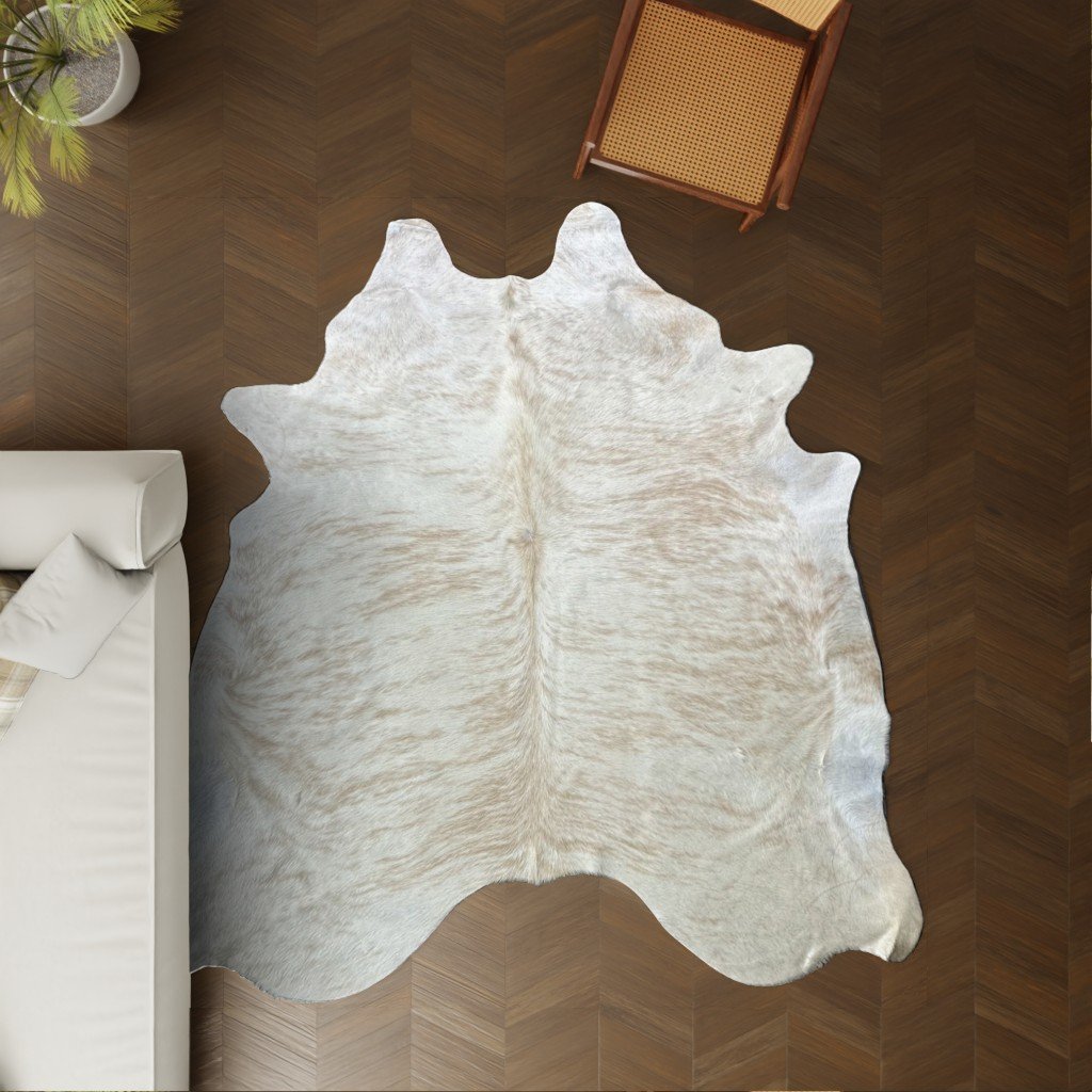 Kuhfell gebrochen weiss beige 240x190 cm XL Extra groß als Wohnzimmer Teppich