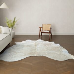 Natürliches Rinderfell gebrochen weiss beige 240x190 cm Nahaufnahme Fell-Muster