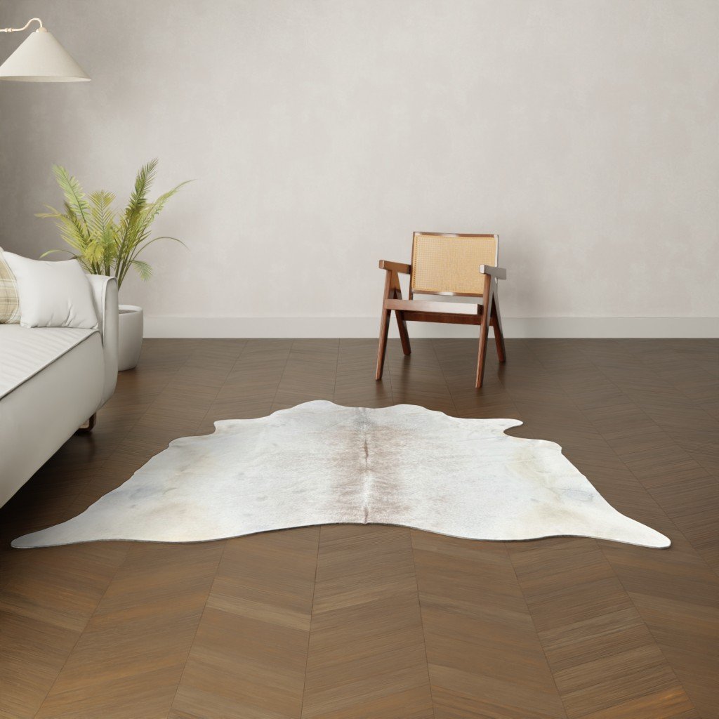 Natürliches Rinderfell gebrochen weiss beige 200x190 cm Nahaufnahme Fell-Muster
