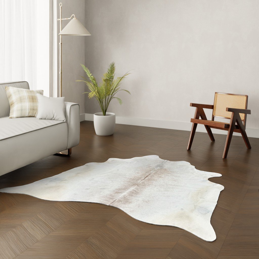Echtes Kuhfell gebrochen weiss beige 200x190 cm Klein - Natürliches Rinderfell