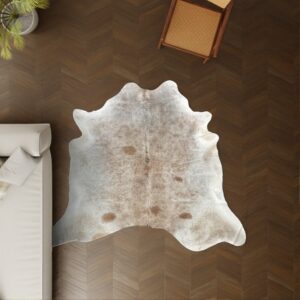 Kuhfell Champagner grau 220x190 cm als Wohnzimmer Teppich