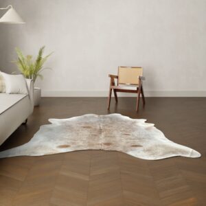 Natürliches Rinderfell Champagner grau 220x190 cm Nahaufnahme Fell-Muster