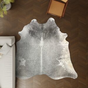 Kuhfell grau schwarz 260x210 cm Riesig als Wohnzimmer Teppich