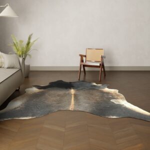 Natürliches Rinderfell dunkelbraun 250x220 cm Nahaufnahme Fell-Muster