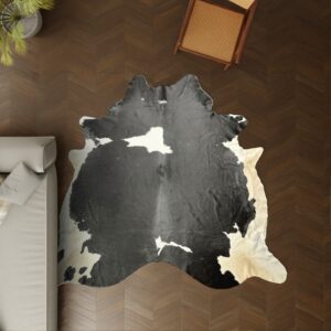Kuhfell schwarz-weiss gefleckt 250x220 cm Riesig als Wohnzimmer Teppich
