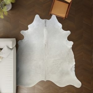 Kuhfell weiss grau 260x240 cm Riesig als Wohnzimmer Teppich