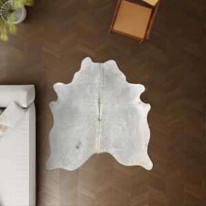Kuhfell grau 180x160 cm Klein als Wohnzimmer Teppich