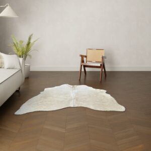 Natürliches Rinderfell sandfarben 170x160 cm Nahaufnahme Fell-Muster