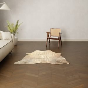 Natürliches Rinderfell mittelbraun 150x140 cm Nahaufnahme Fell-Muster