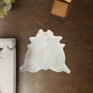 Kuhfell cremeweiss 180x170 cm Klein als Wohnzimmer Teppich