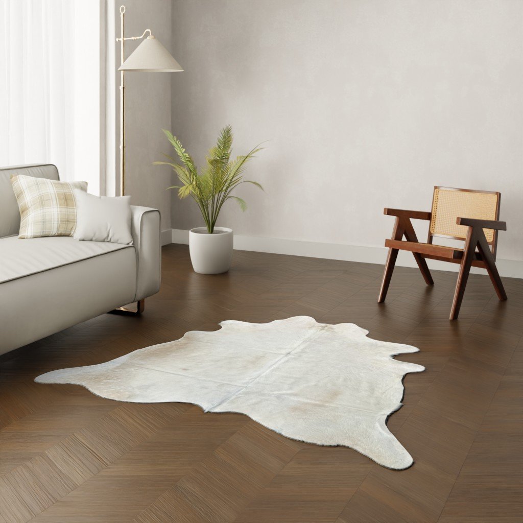 Echtes Kuhfell cremeweiss 180x170 cm Klein - Natürliches Rinderfell