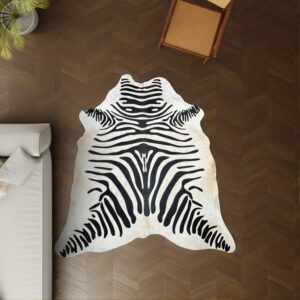 Kuhfell Zebradruck 200x180 cm als Wohnzimmer Teppich
