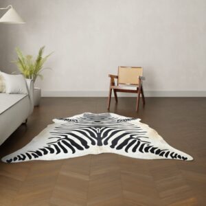 Bedrucktes Rinderfell Zebradruck Muster Nahaufnahme