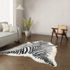 Kuhfell Teppich Zebradruck 200x180 cm - Bedrucktes Rinderfell