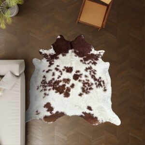 Kuhfell rotbraun bunt 229x190 cm als Wohnzimmer Teppich