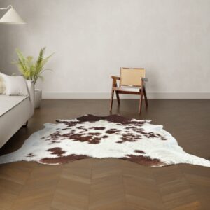 Natürliches Rinderfell rotbraun bunt 229x190 cm Nahaufnahme Fell-Muster