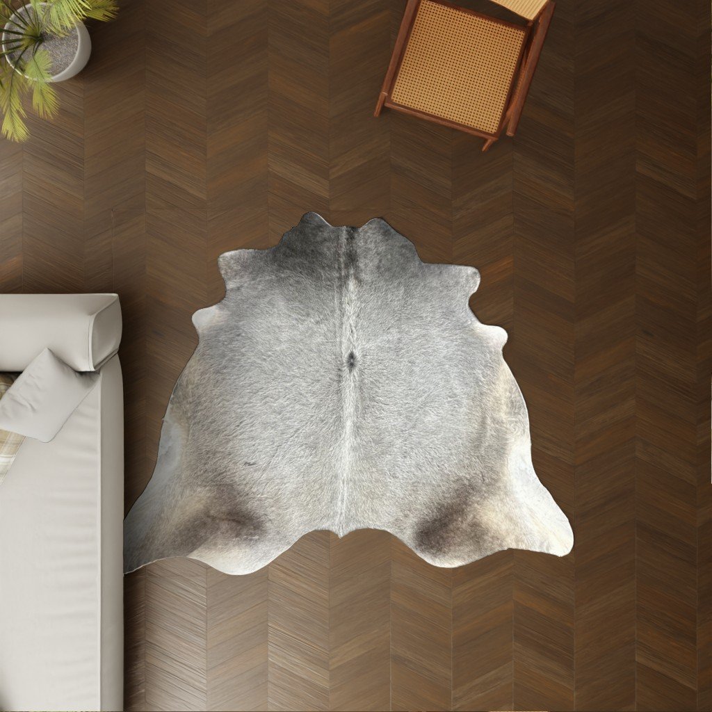 Kuhfell grau 200x210 cm als Wohnzimmer Teppich