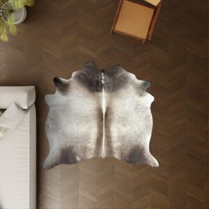 Kuhfell taupe grau 180x180 cm Klein als Wohnzimmer Teppich