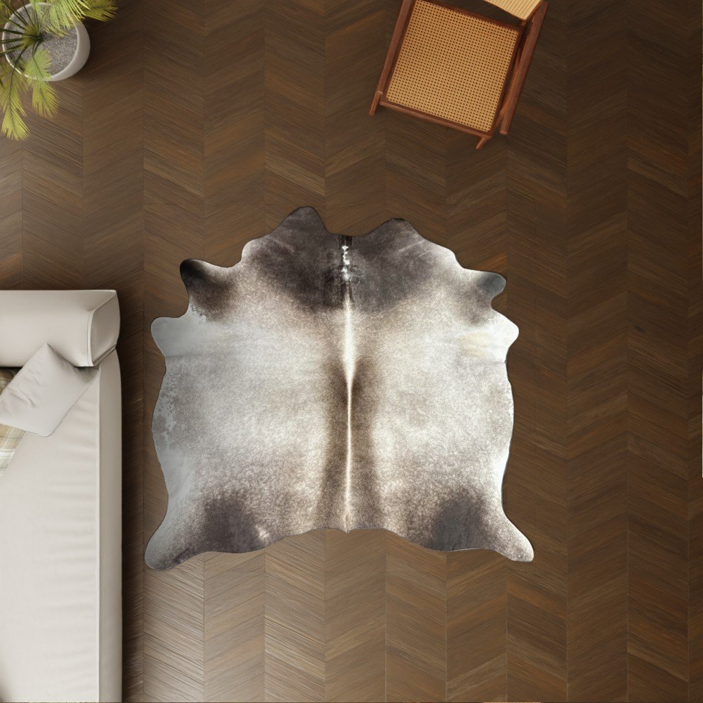 Kuhfell taupe grau 180x180 cm Klein als Wohnzimmer Teppich