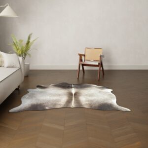 Natürliches Rinderfell taupe grau 180x180 cm Nahaufnahme Fell-Muster