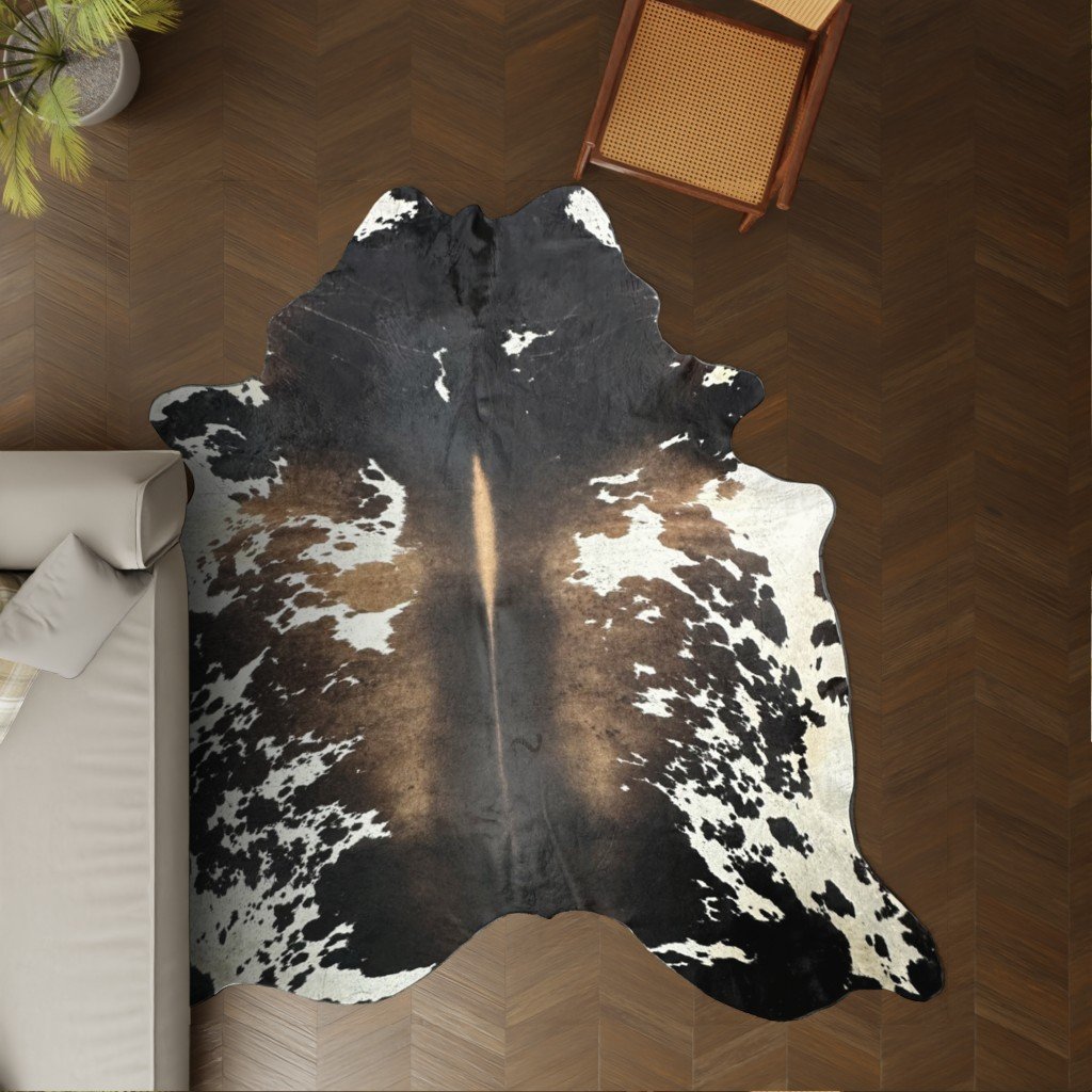 Echtes Rinderfell Tricolor Rückseite und Verarbeitung