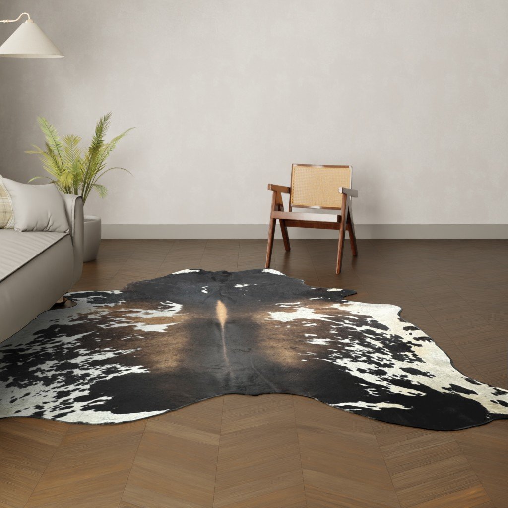 Kuhfell Tricolor 250x190 cm Riesig als Wohnzimmer Teppich