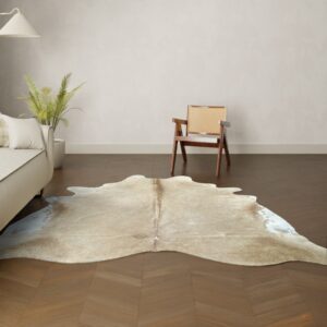 Natürliches Rinderfell sandfarben 260x240 cm Nahaufnahme Fell-Muster