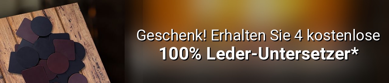 Geschenk! Erhalten Sie 4 kostenlose 100% Leder-Untersetzer