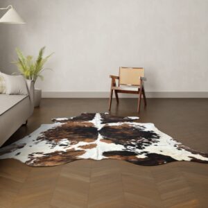 Natürliches Rinderfell Tricolor 240x210 cm Nahaufnahme Fell-Muster