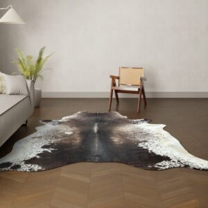 Natürliches Rinderfell dunkelbraun weiss Nahaufnahme Fell-Muster