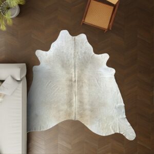 Kuhfell Champagner grau 260x230 cm Riesig als Wohnzimmer Teppich