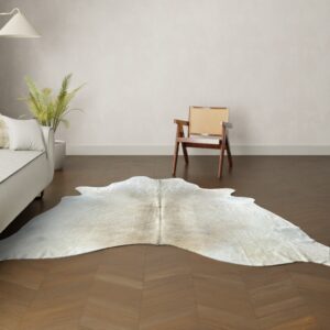 Natürliches Rinderfell Champagner grau 260x230 cm Nahaufnahme Fell-Muster