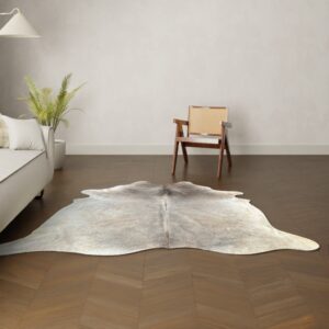 Natürliches Rinderfell grau taupe 220x200 cm Nahaufnahme Fell-Muster