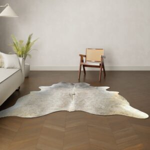 Natürliches Rinderfell grau taupe 220x190 cm Nahaufnahme Fell-Muster