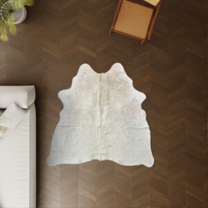 Kuhfell cremeweiss 170x150 cm Klein als Wohnzimmer Teppich