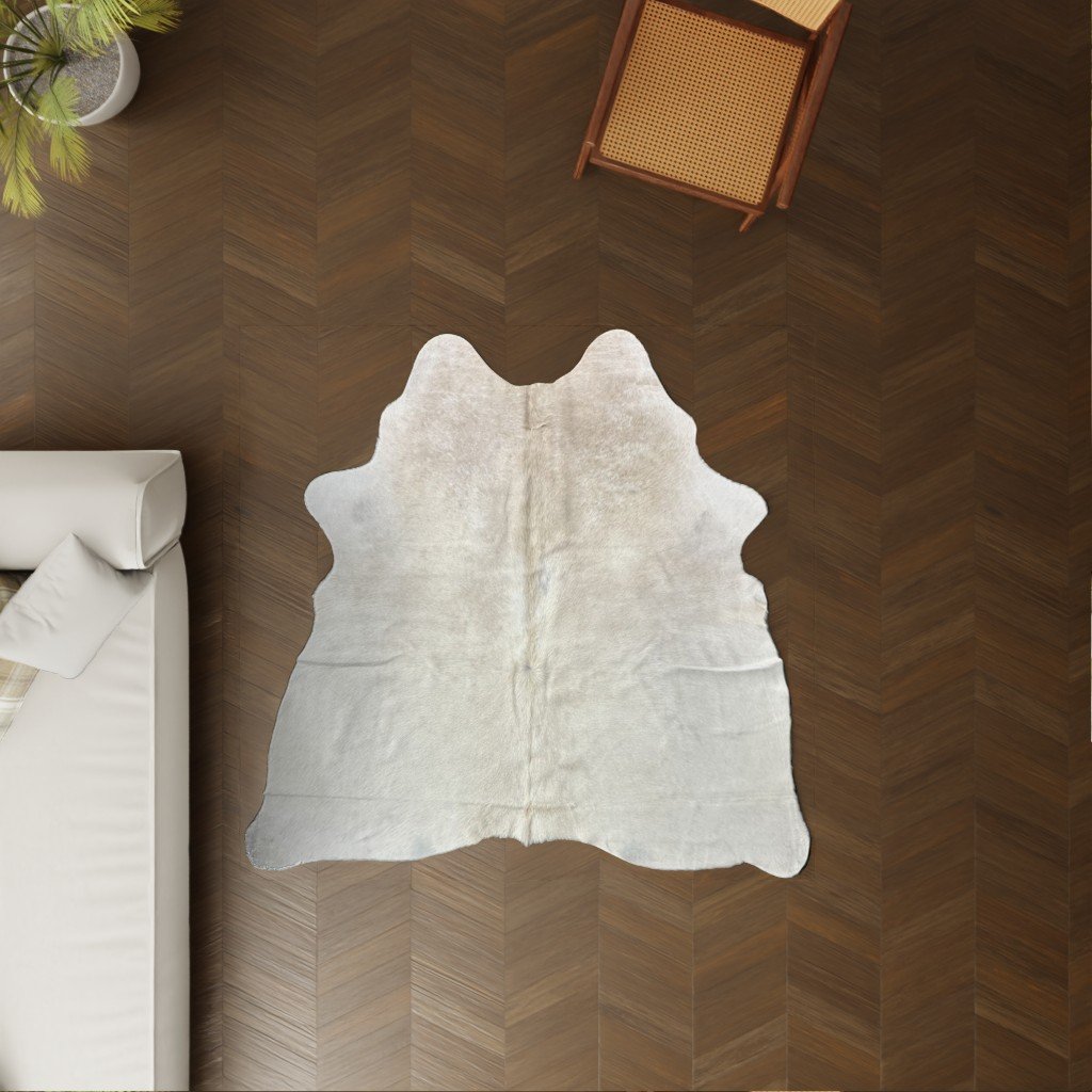 Kuhfell cremeweiss 170x150 cm Klein als Wohnzimmer Teppich