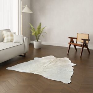 Echtes Kuhfell cremeweiss 170x150 cm Klein - Natürliches Rinderfell