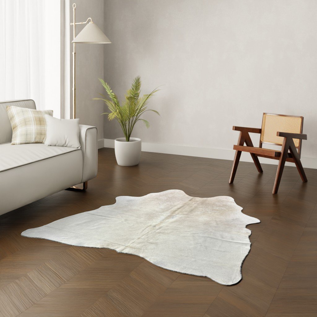 Echtes Kuhfell cremeweiss 170x150 cm Klein - Natürliches Rinderfell