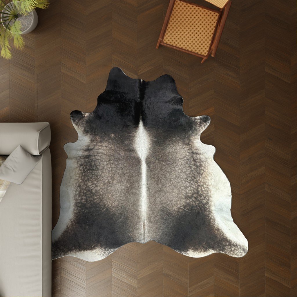 Kuhfell dunkelbraun grau 230x200 cm Spezial als Wohnzimmer Teppich