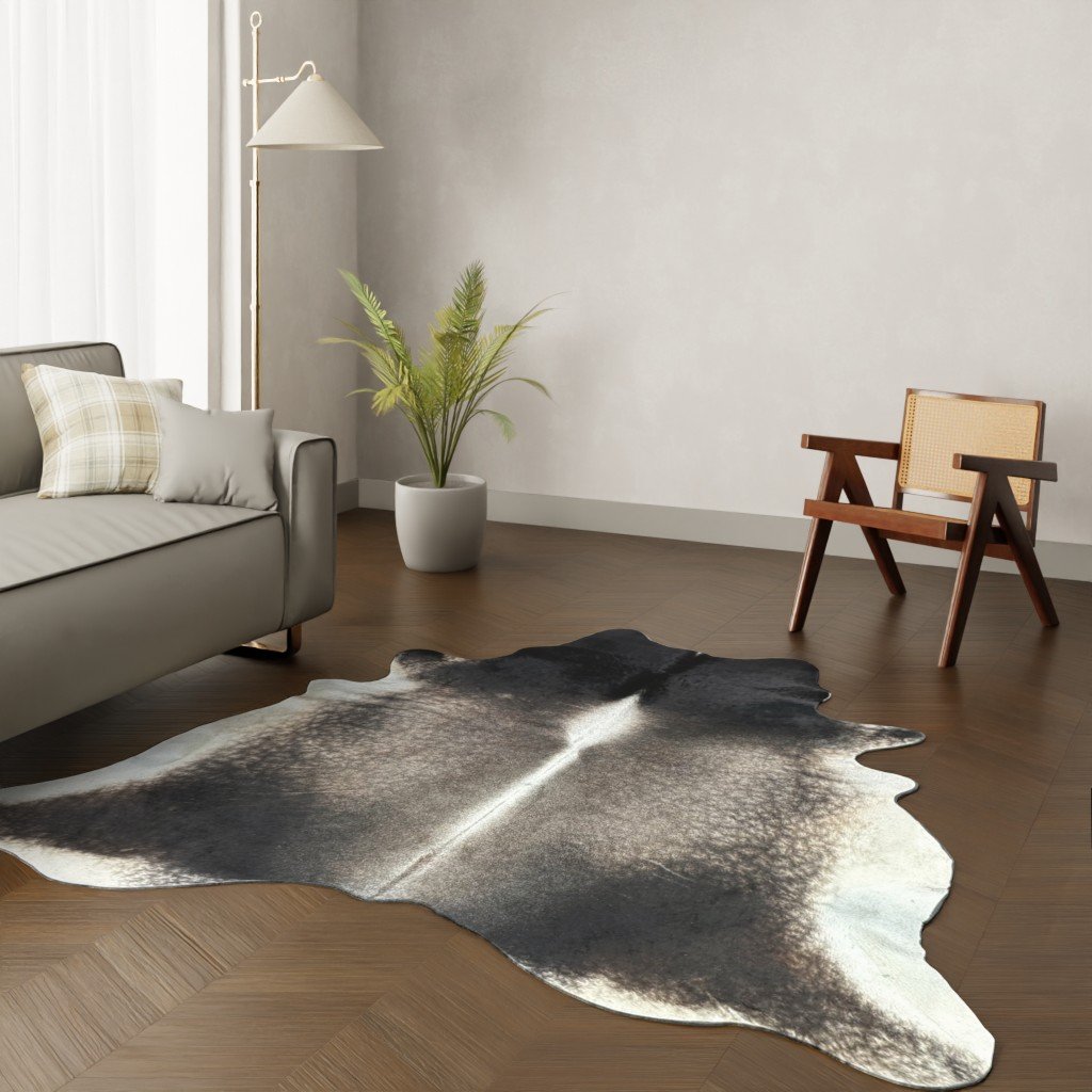 Echtes Kuhfell dunkelbraun grau 230x200 cm Spezial - Natürliches Rinderfell