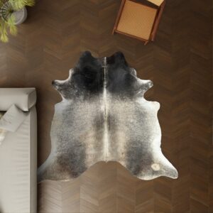 Kuhfell dunkelbraun grau 230x220 cm Spezial als Wohnzimmer Teppich